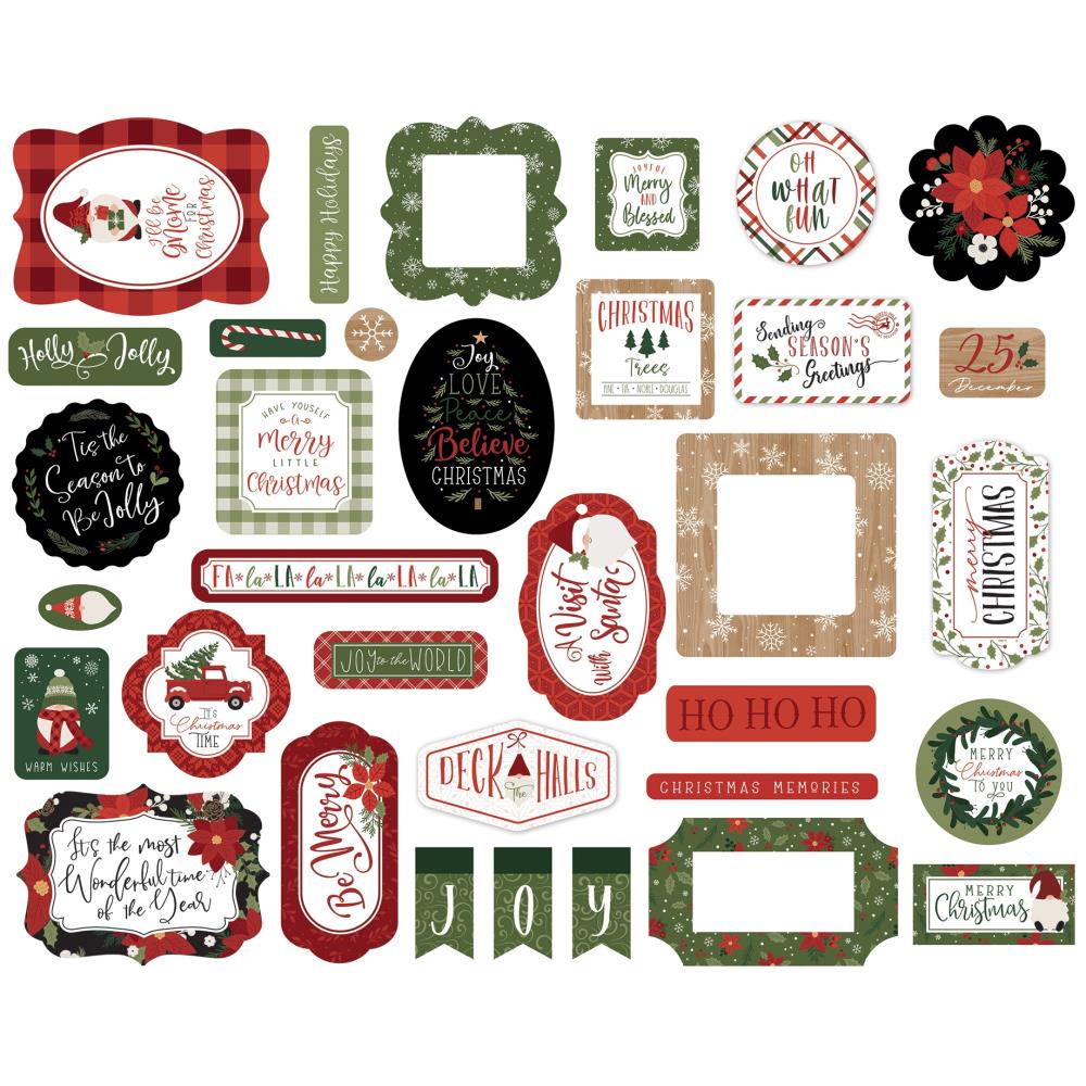 Echo Park Cardstock Ephemera - Icons Gnome For Christmas 34 Pack
