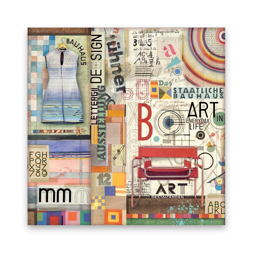 Stamperia - Polyester Fabric 12"X12" 4/Pkg - Bauhaus