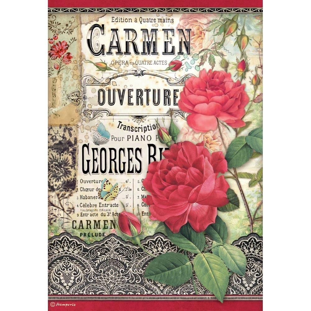 Stamperia Rice Paper Sheet A4 - Carmen Ouverture - Desire