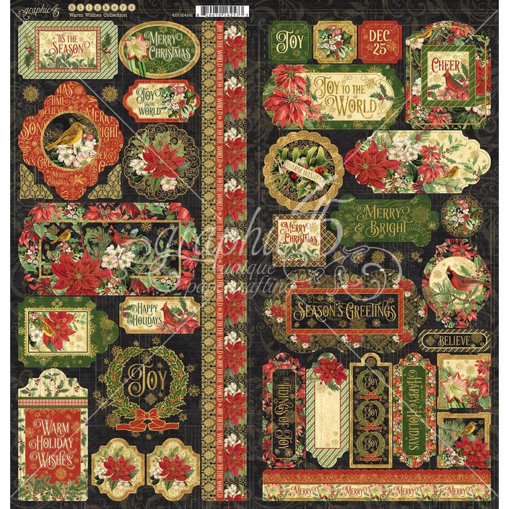 Graphic 45 - Cardstock Stickers - Warm Wishes