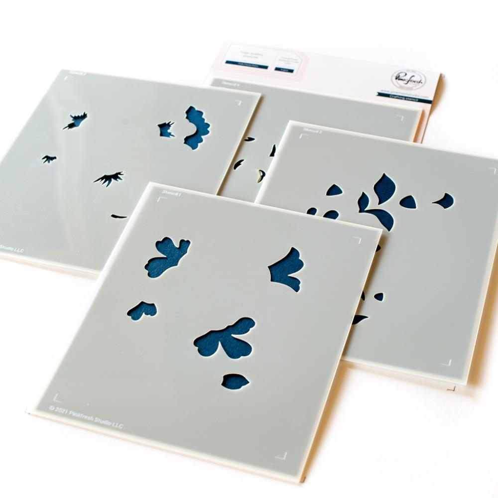 Pinkfresh Studio Stencil - Folk Floral Stem Layering