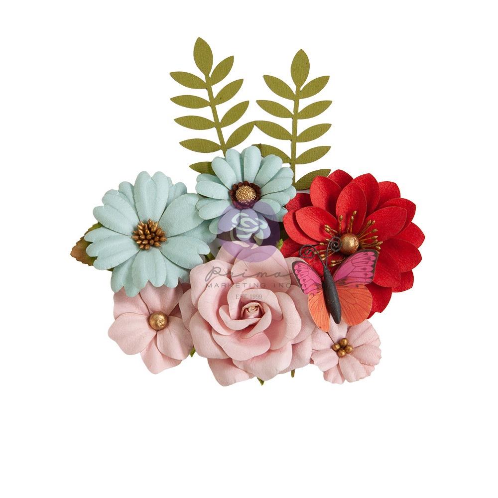Prima Marketing Mulberry Paper Flowers - Magical December Candy Cane Lane