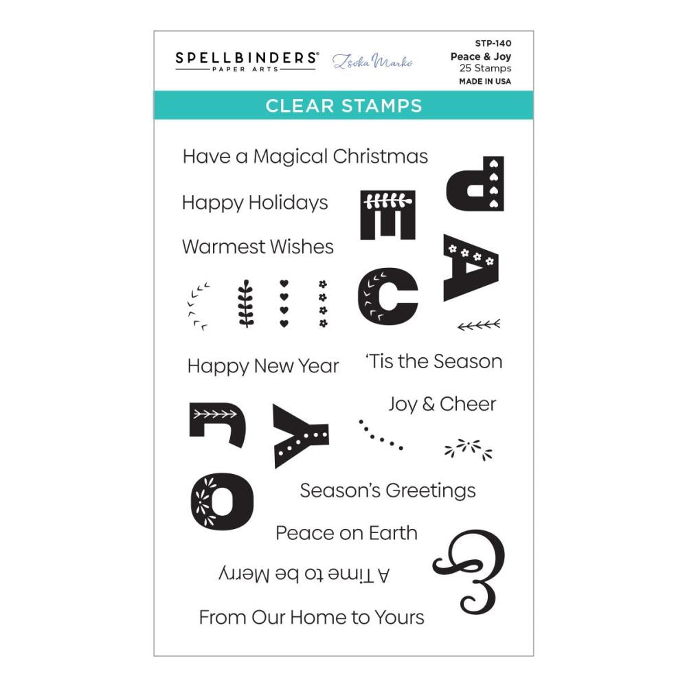 Spellbinders Clear Acrylic Stamps - Peace & Joy - Winter Tales