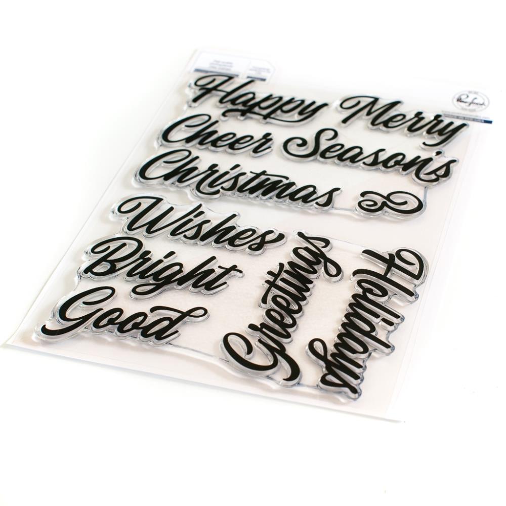Pinkfresh Studio Clear Stamp Set - Brushed Sentiments Holiday Layering