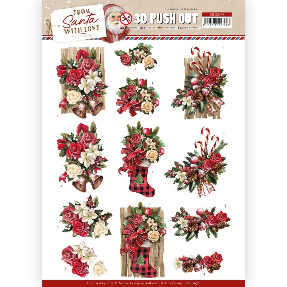 Find It Trading - 3D Push Out - Red Bow - From Santa With Love