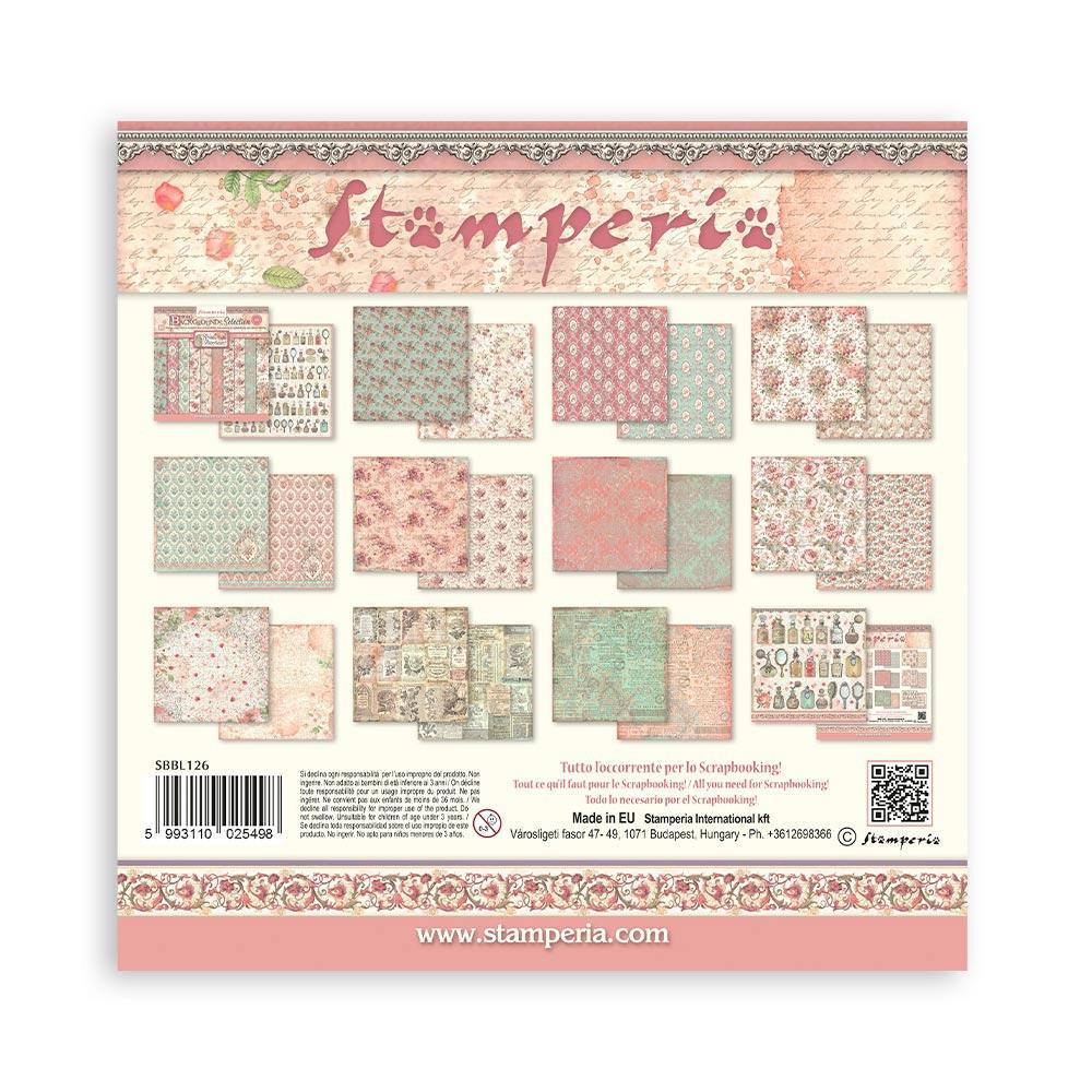 Stamperia Backgrounds Double-Sided Paper Pad - 12x12 - Rose Parfum