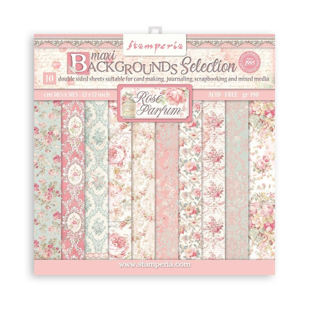 Stamperia Backgrounds Double-Sided Paper Pad - 12x12 - Rose Parfum