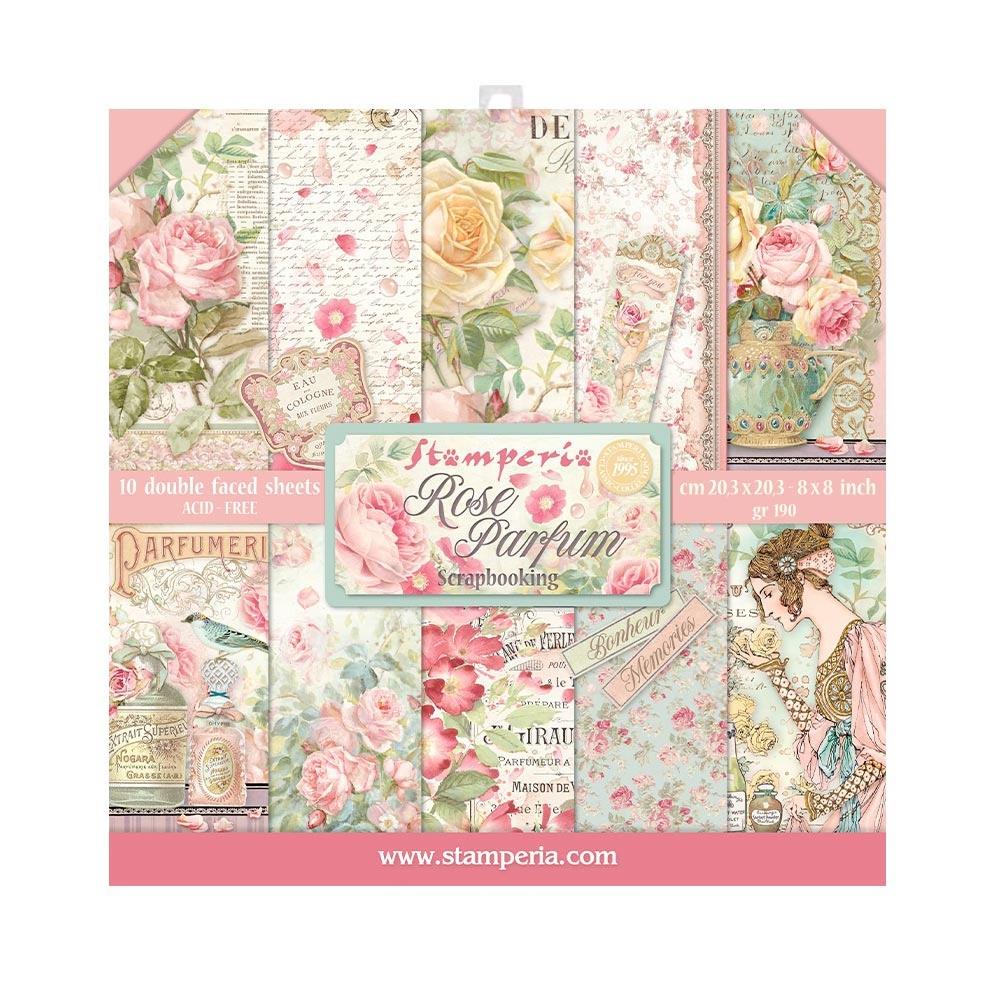 Stamperia Double-Sided Paper Pad 8x8 - Rose Parfum