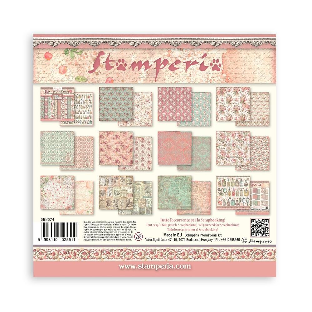 Stamperia Backgrounds Double-Sided Paper Pad 8x8 - Rose Parfum