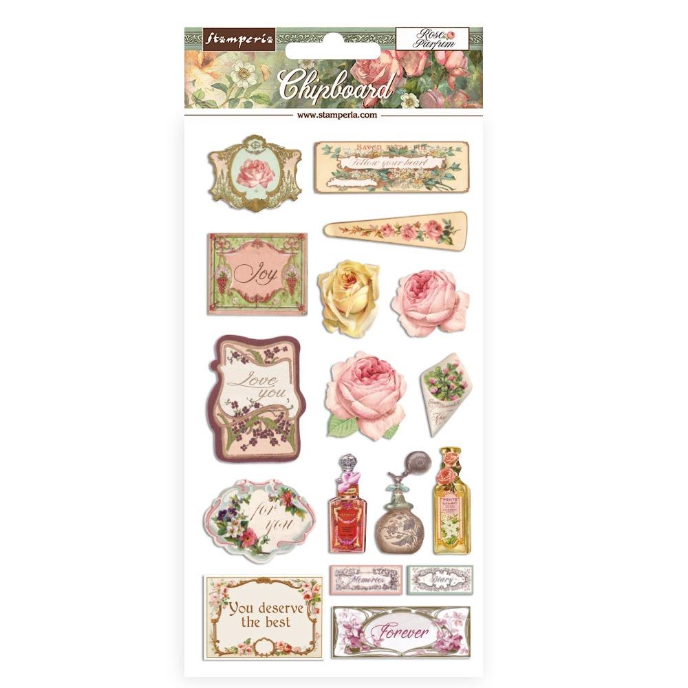 Stamperia Adhesive Chipboard - Rose Parfum