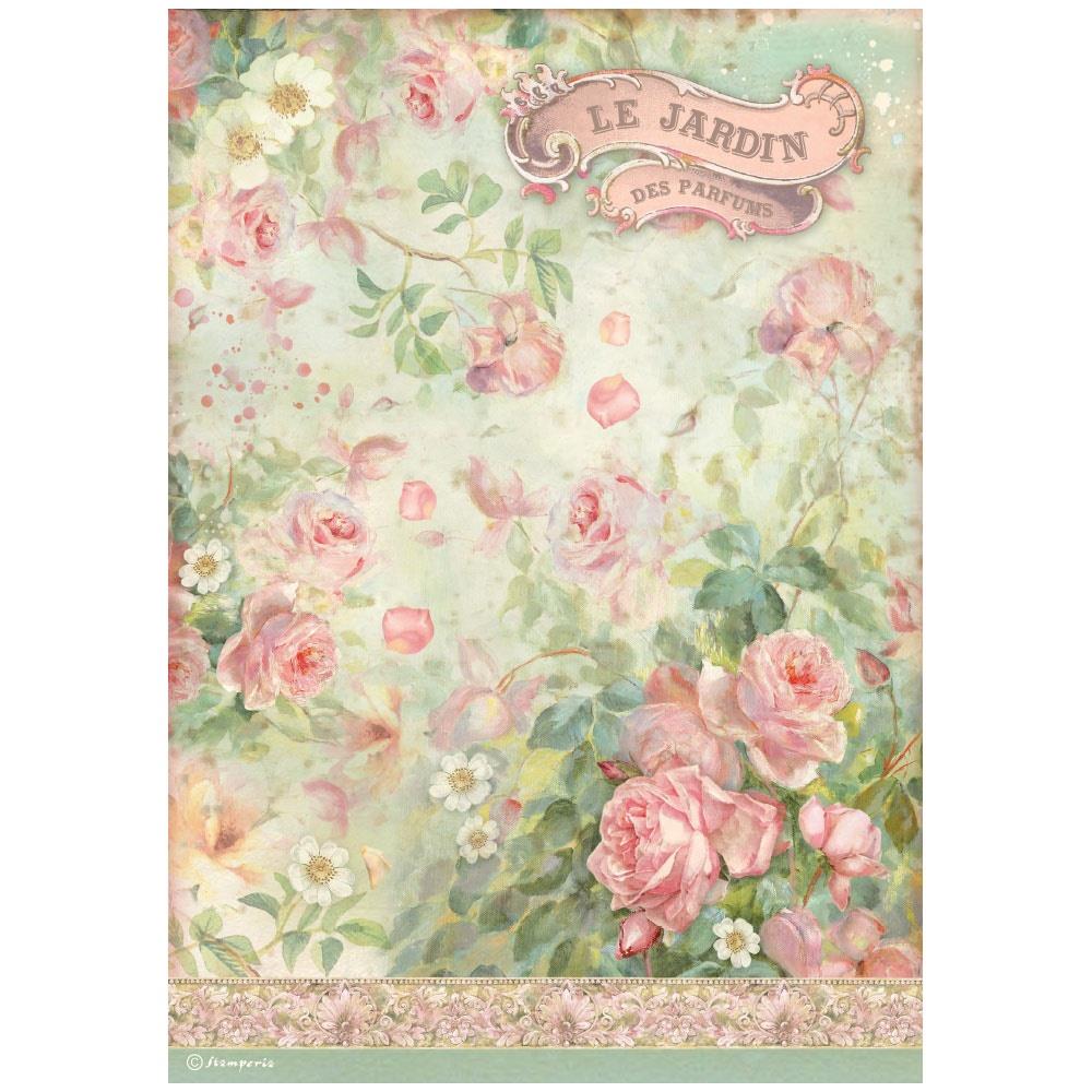 Stamperia Rice Paper Sheet A4 - Rose Parfum Le Jardin Des Parfums