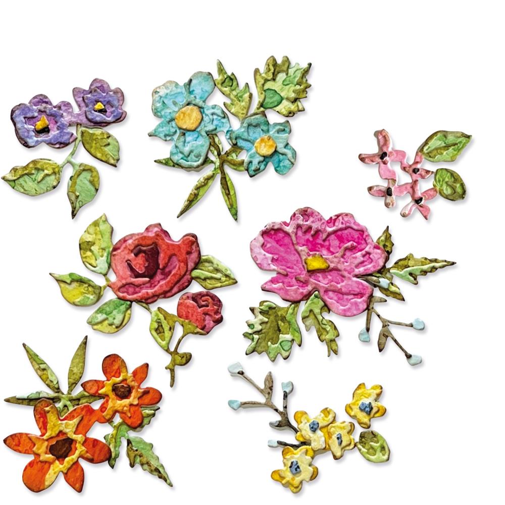 Sizzix Thinlits Dies By Tim Holtz - Brushstroke Flowers Mini