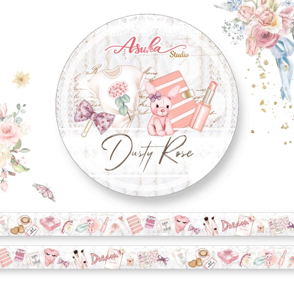 Asuka Studio Washi Tape 15mmX5m - Dusty Rose 2