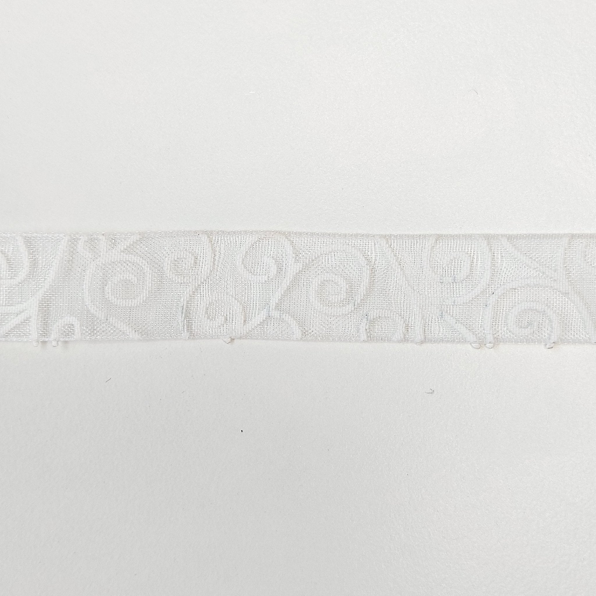 1/2 Inch Organdy ribbon - White Swirl - Crafty Divas