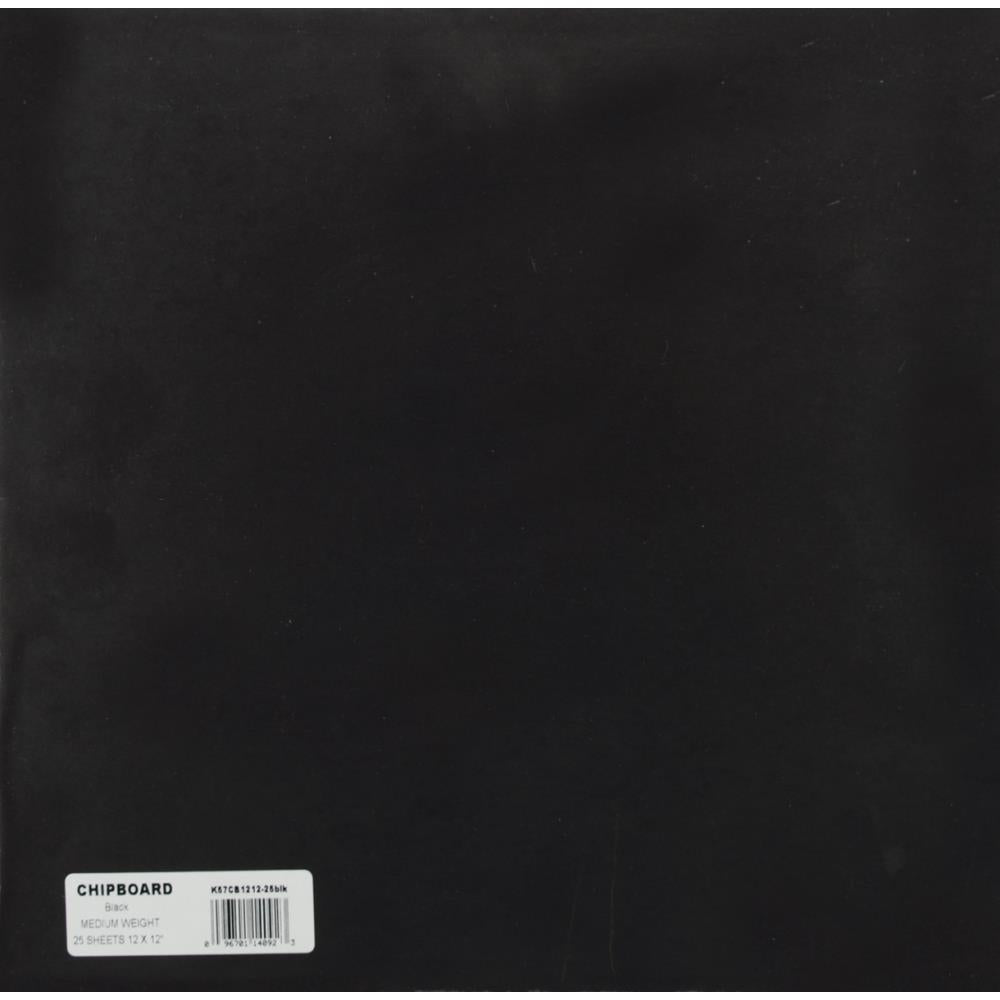 Medium Weight Chipboard Sheets 12X12 - Black - 25pcs
