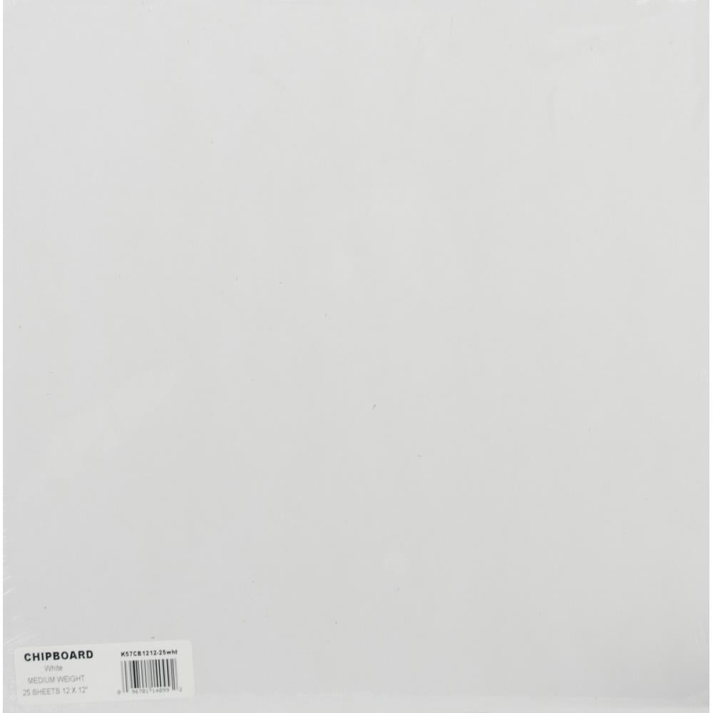 Medium Weight Chipboard Sheets 12X12 - White - 25pcs
