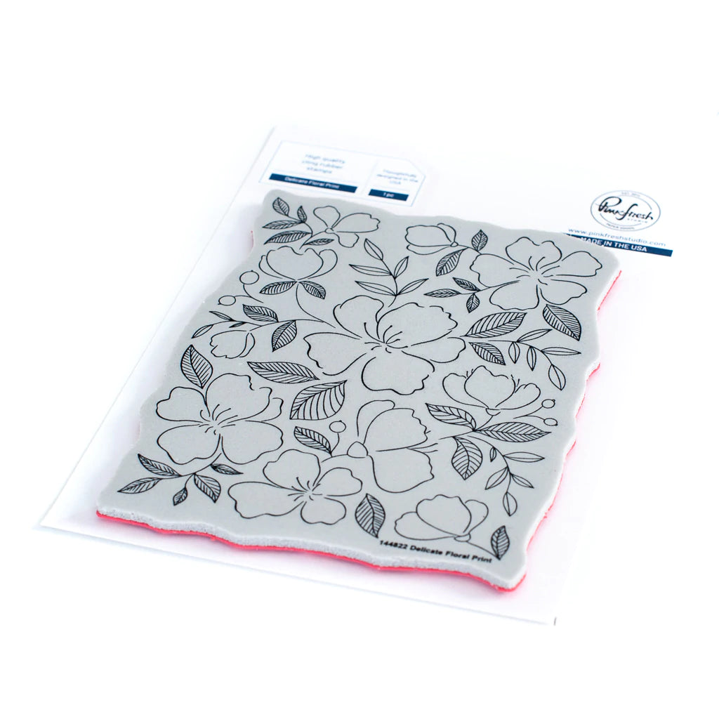 Pinkfresh Studio Cling Rubber Background Stamp - Delicate Floral Print