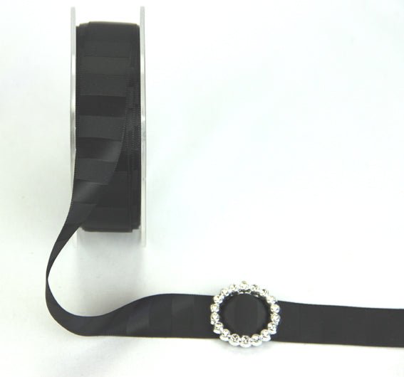 18mm Double Sided Vertical Stripe Satin 'Black' - Crafty Divas