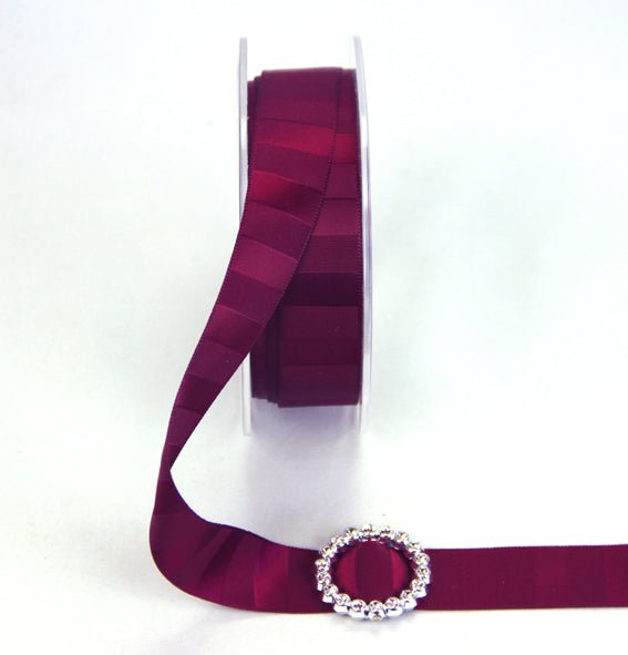 18mm Double Sided Vertical Stripe Satin 'Burgundy' - Crafty Divas