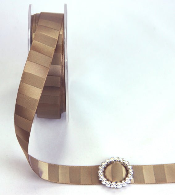 18mm Double Sided Vertical Stripe Satin 'Latte' - Crafty Divas