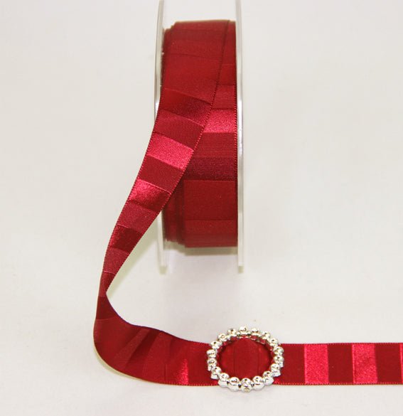 18mm Double Sided Vertical Stripe Satin 'Red' - Crafty Divas
