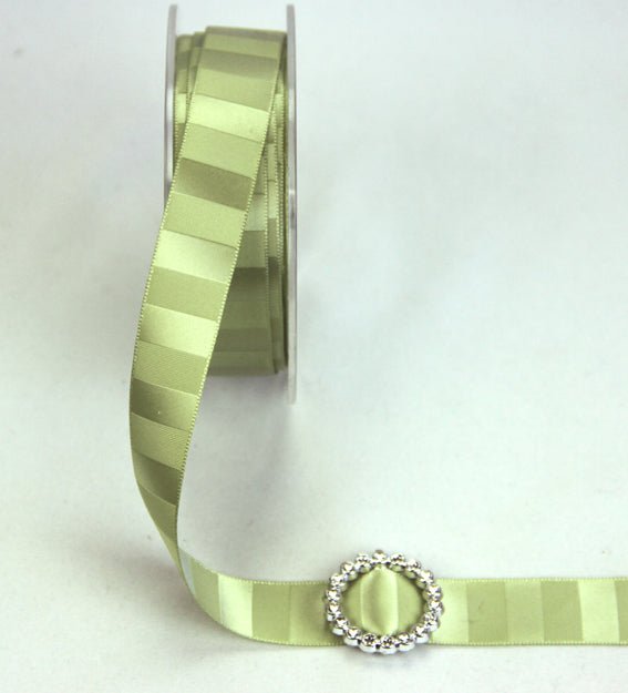 18mm Double Sided Vertical Stripe Satin 'Sage' - Crafty Divas