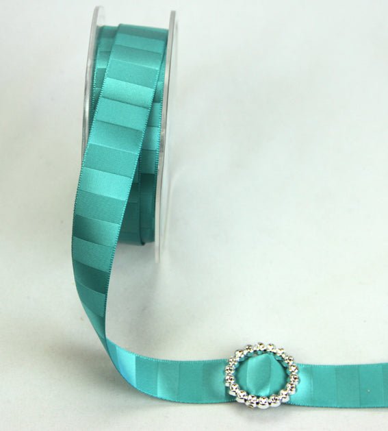 18mm Double Sided Vertical Stripe Satin 'Turquoise' - Crafty Divas