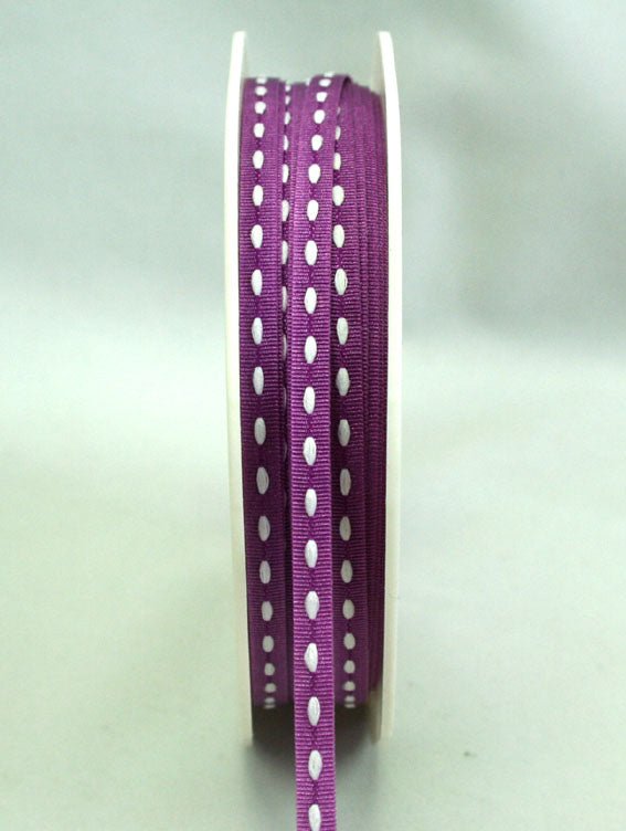 3mm Stitched Grosgrain Mauve - White - Crafty Divas