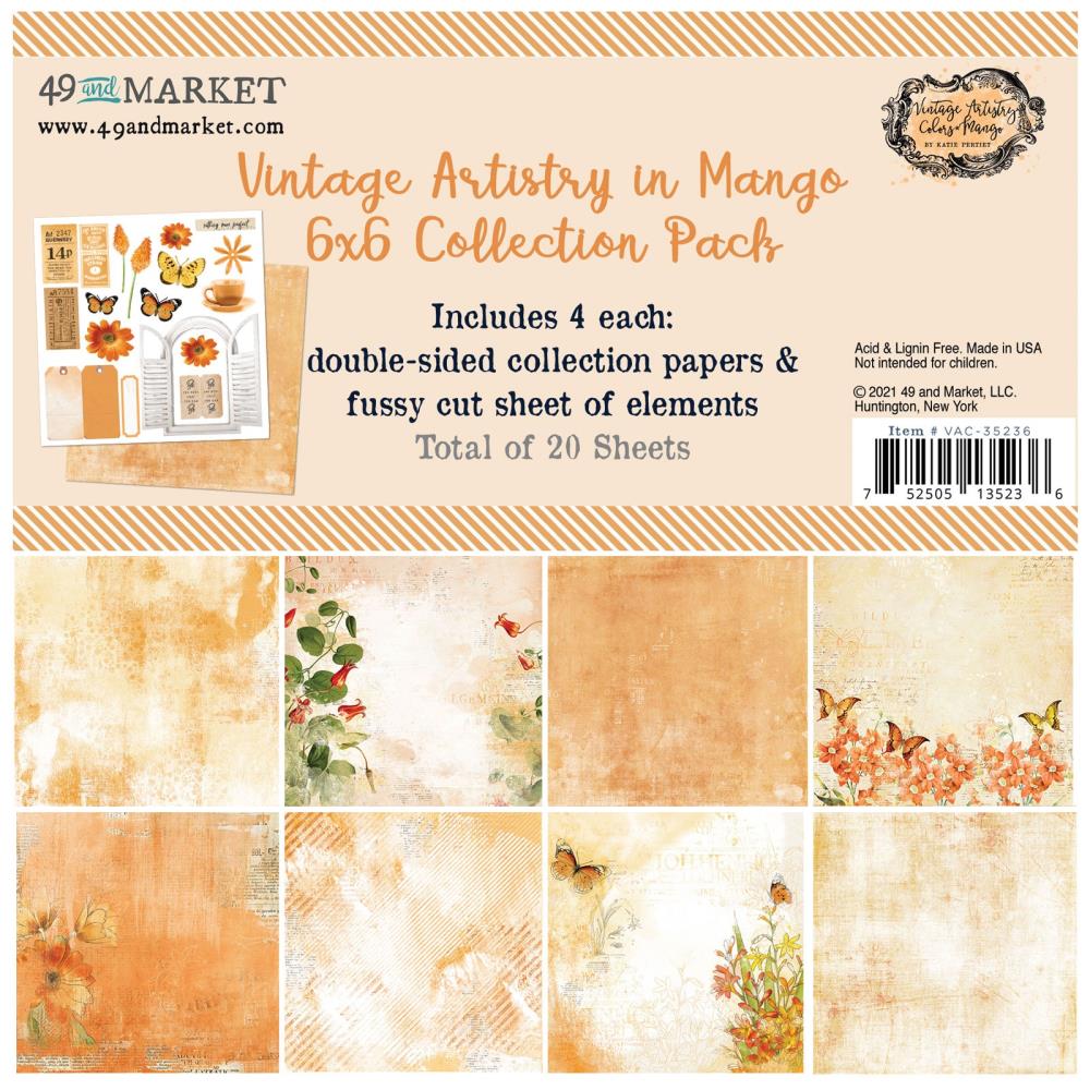 49 And Market Collection Pack 6X6 - Vintage Artistry In Mango - Crafty Divas