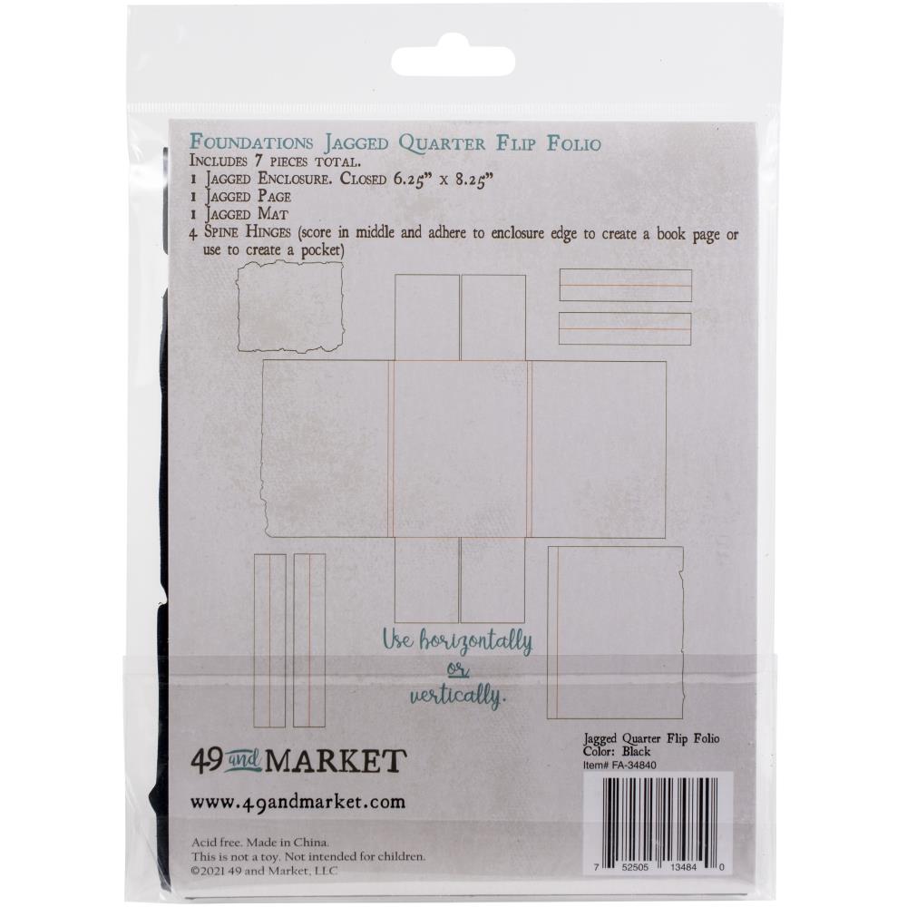 49 And Market Foundations -Jagged Quarter Flip Folio Black - Crafty Divas