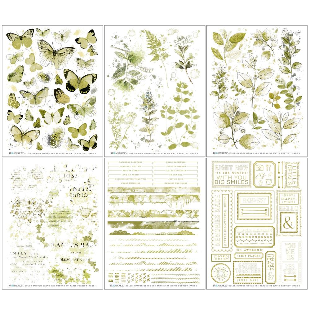 49 And Market - Rub-Ons 6 sheets - Color Swatch: Grove - Crafty Divas