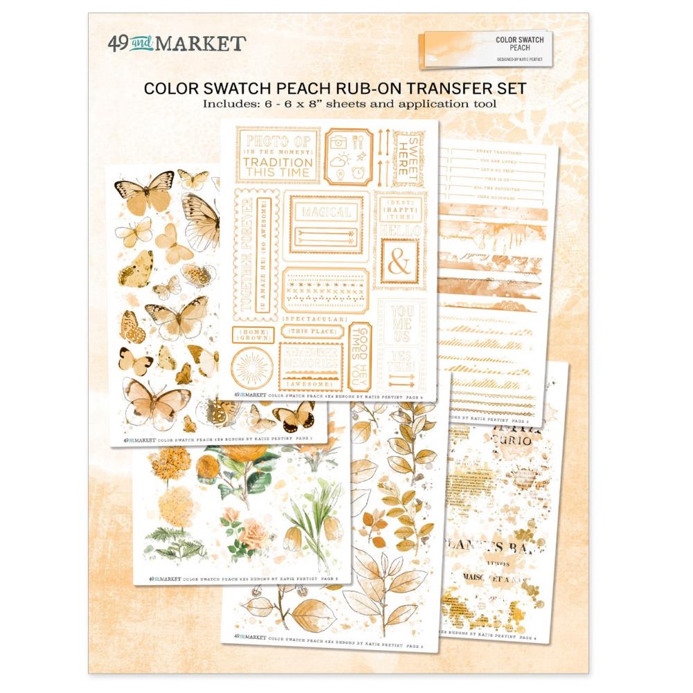 49 And Market - Rub-Ons 6 sheets - Color Swatch: Peach - Crafty Divas