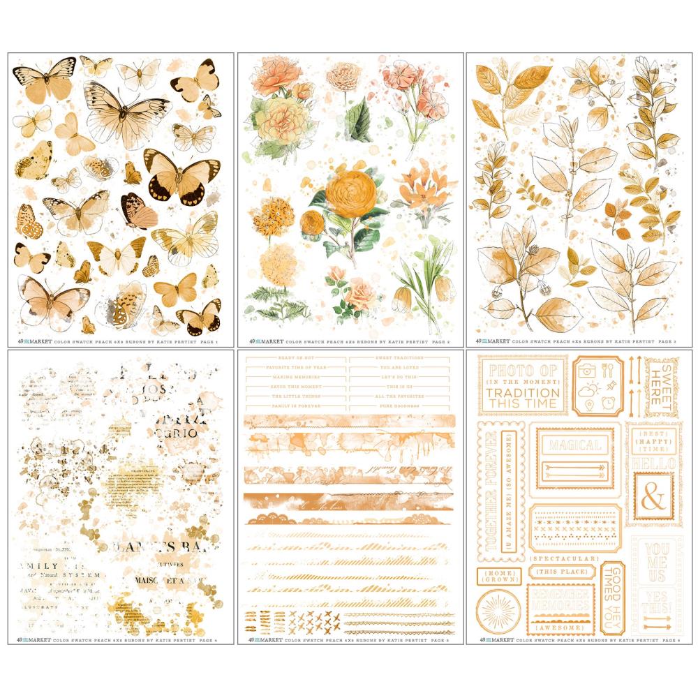 49 And Market - Rub-Ons 6 sheets - Color Swatch: Peach - Crafty Divas