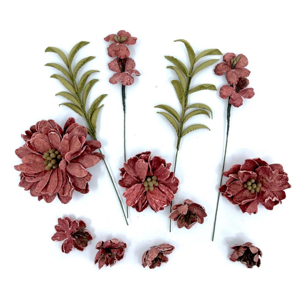49 And Market Rustic Bouquet Paper Flowers - Cranberry - Crafty Divas