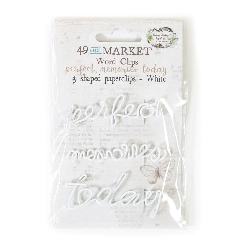 49 And Market Vintage Artistry Essentails Word Clips - Perfect, Memories & Today In White - Crafty Divas