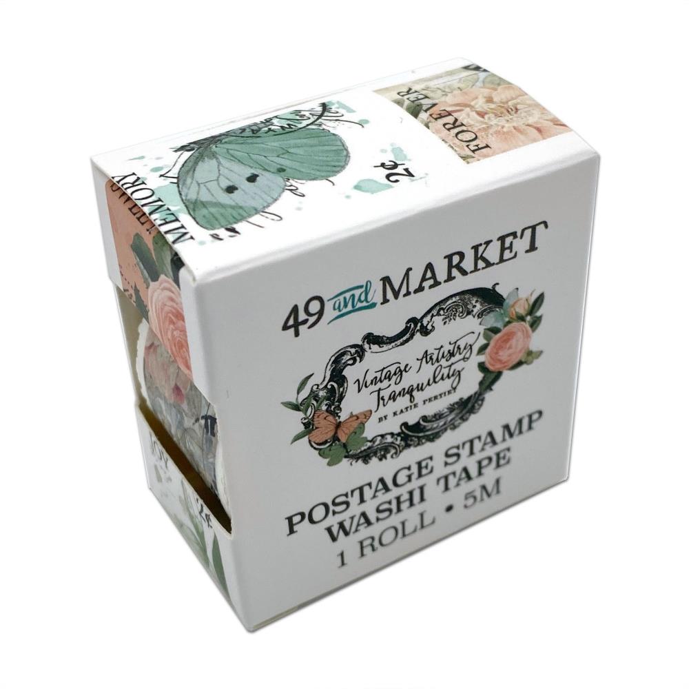 49 And Market Washi Tape Roll - Postage Stamp - Vintage Artistry Tranquility - Crafty Divas