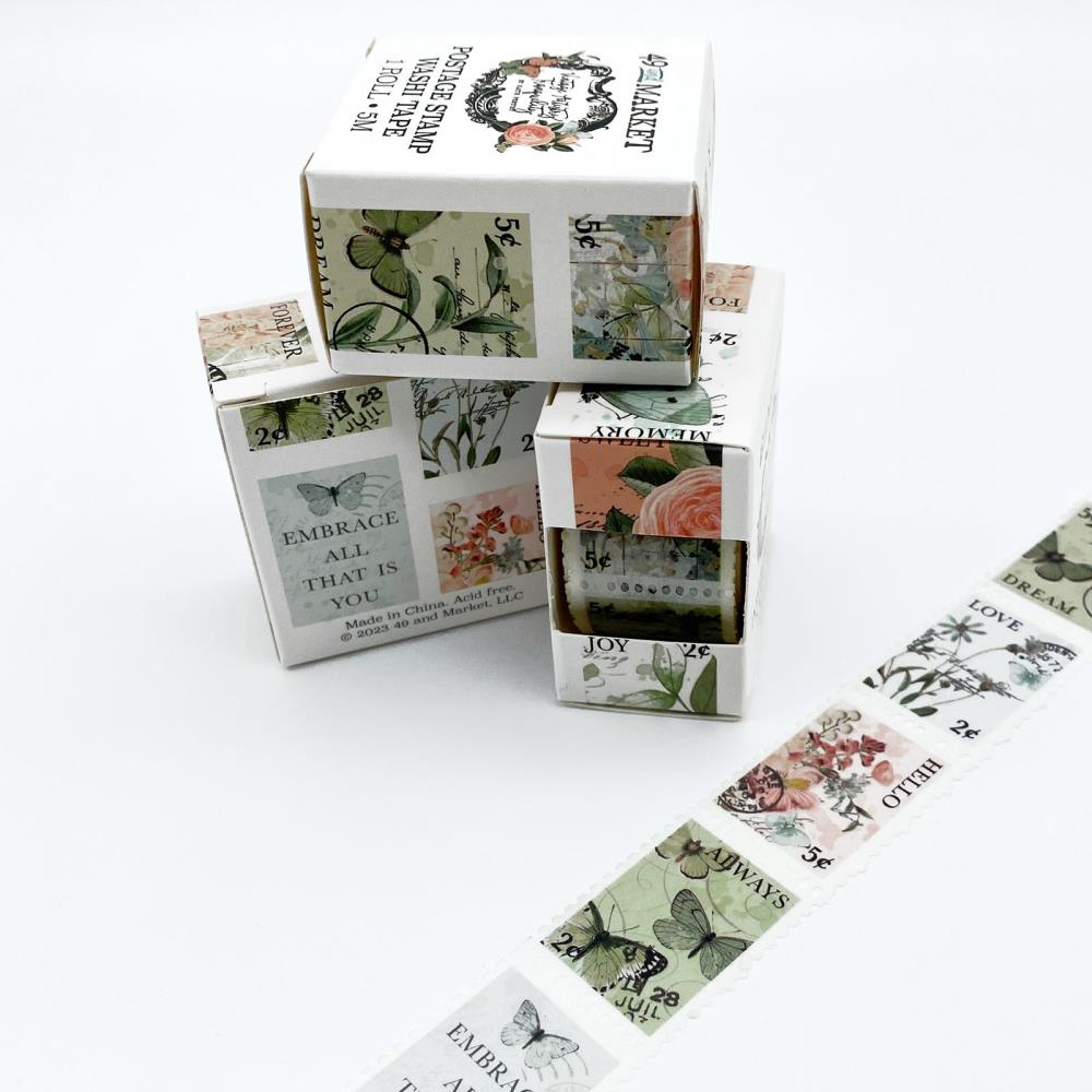 49 And Market Washi Tape Roll - Postage Stamp - Vintage Artistry Tranquility - Crafty Divas