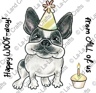 La La Land- Birthday Frenchie Rubber Stamp