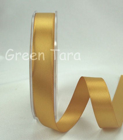 9mm Double Sided Satin Ribbon - Gold - Crafty Divas