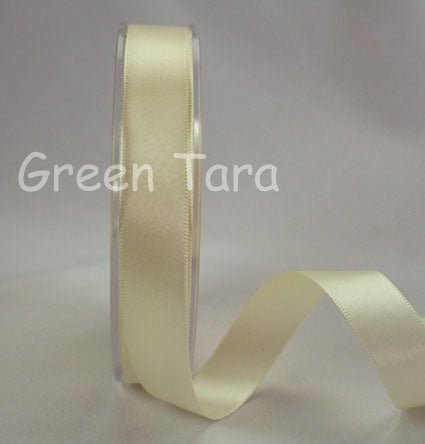 9mm Double Sided Satin Ribbon- Ivory - Crafty Divas