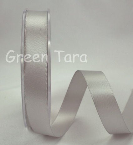 9mm Double Sided Satin Ribbon - Silver Grey - Crafty Divas