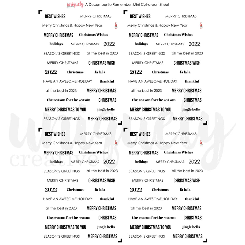 Uniquely Creative - Cut-A-Part Sheet Mini - A December to Remember