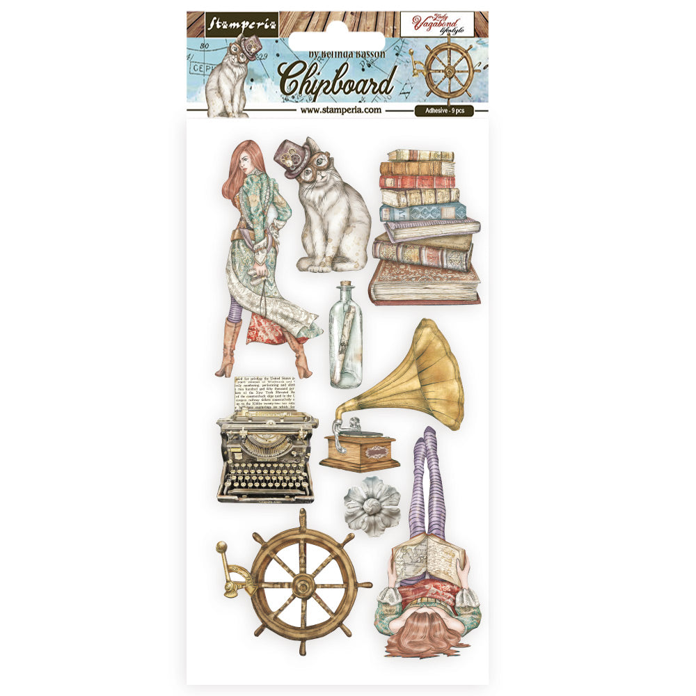 Stamperia Adhesive Chipboard - Lady Vagabond Lifestyle - Elements