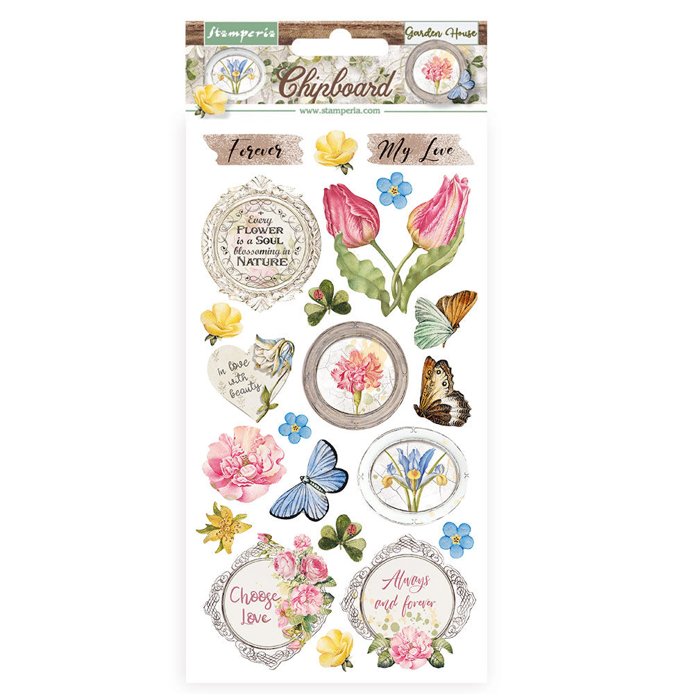 Stamperia Adhesive Chipboard - Garden House