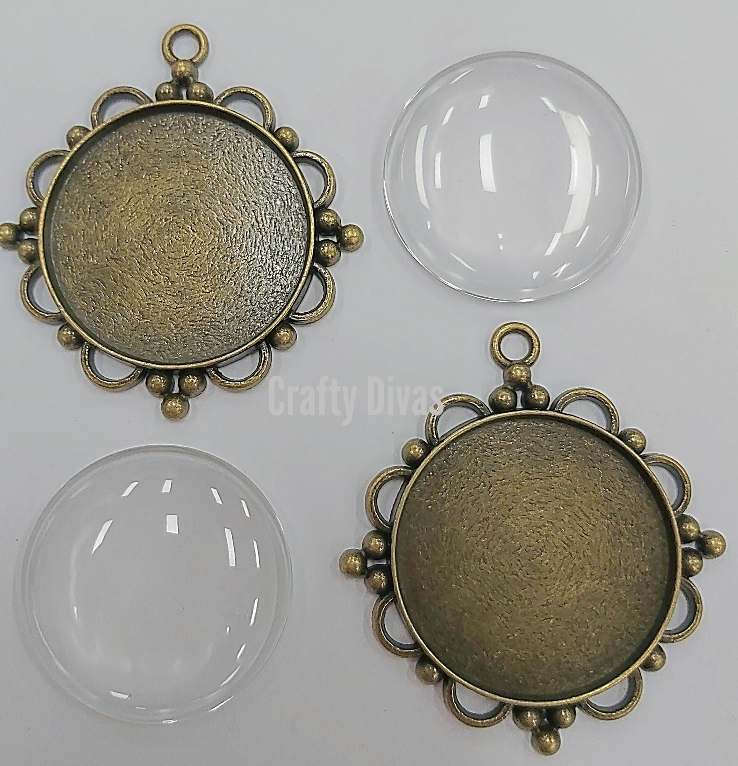Decorative Pendant with Cabochon Setting - Large Bronze