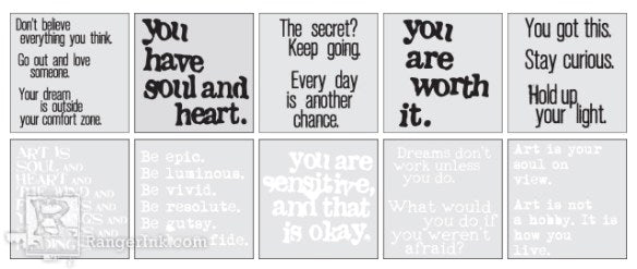 Dina Wakley Media Collage Word Pack 3X3 No2