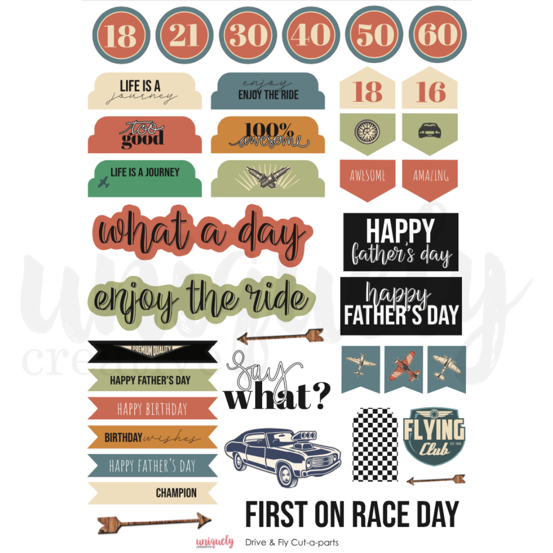Uniquely Creative - DRIVE and FLY - Cut-A-Part Sheet