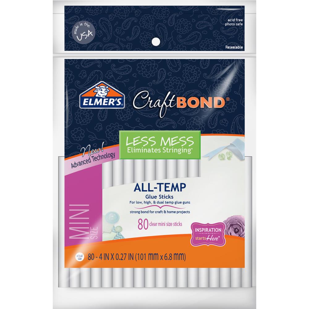 Elmer's CraftBond All-Temp Less Mess Mini Glue Sticks 80pk