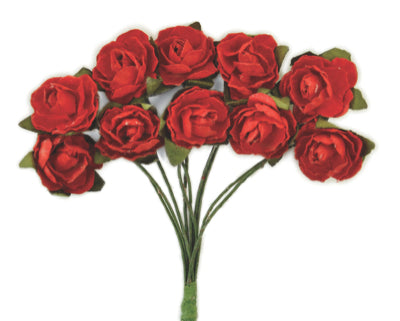 Mini Paper Blooms- Fire Red