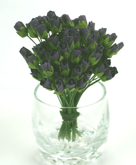 Mini Rosebuds- Black- 10pcs
